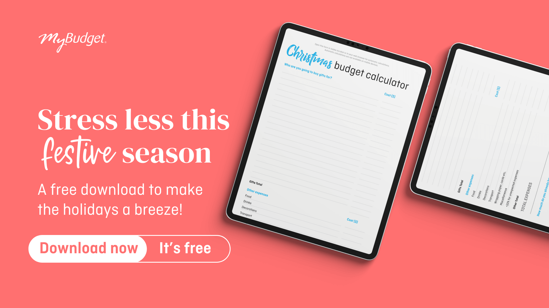 Download MyBudget’s free Christmas budget calculator to plan your festive season and save money with less stress.